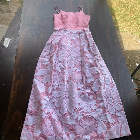 Vintage Handmade Pink Floral Women’s Spaghetti Straps Maxi Dress - Picture 10 of 15